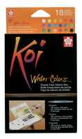 Obrázek produktu - Sada akvarelových barev s vodním štětcem Koi 18ks