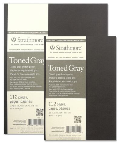 Obrázek produktu - Skicák Toned Gray v pevné vazbě, 118 g, 112 listů - různé formáty