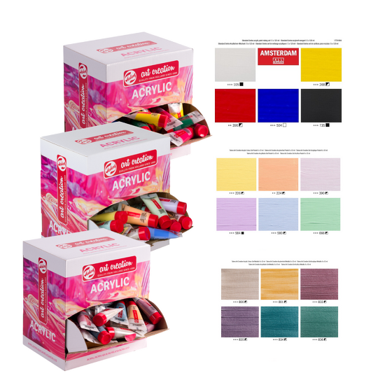 Obrázek produktu - Box akrylů Art Creation RT 100x12 ml - různé odstíny