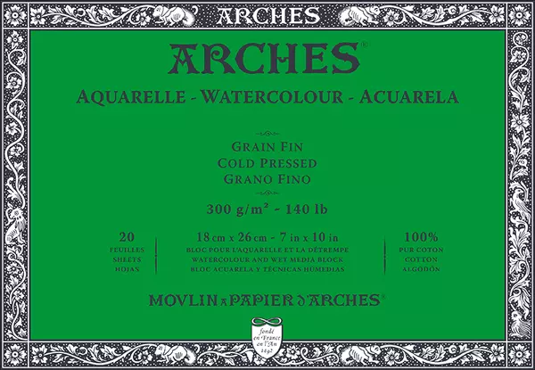 Arches blok lepený - 4 str. 18x26cm 20l CP 300g