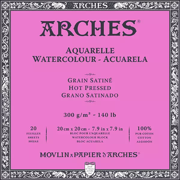 Arches blok lepený - 4 str. 20x20cm 20l HP 300g