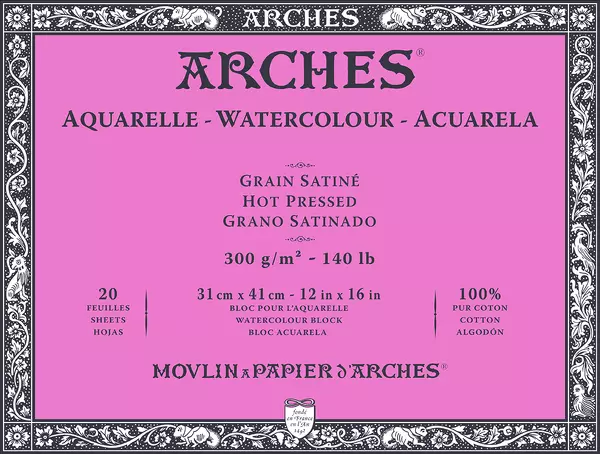 Arches blok lepený - 4 str. 31x41cm 20l HP 300g