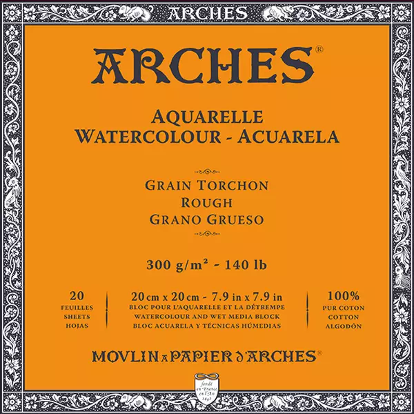 Arches blok lepený - 4 str. 20x20cm 20l RG 300g
