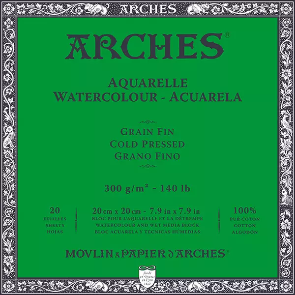 Arches blok lepený - 4 str. 20x20cm 20l CP 300g