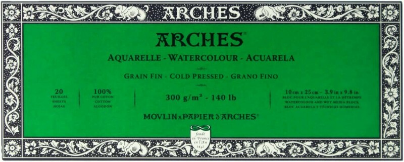 Arches blok lepený - 4 str. 10x25cm 20l CP 300g