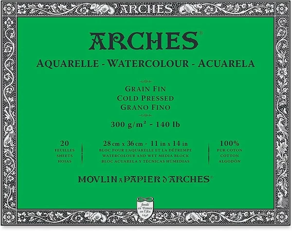 Arches blok lepený - 4 str. 28x36cm 20l CP 300g