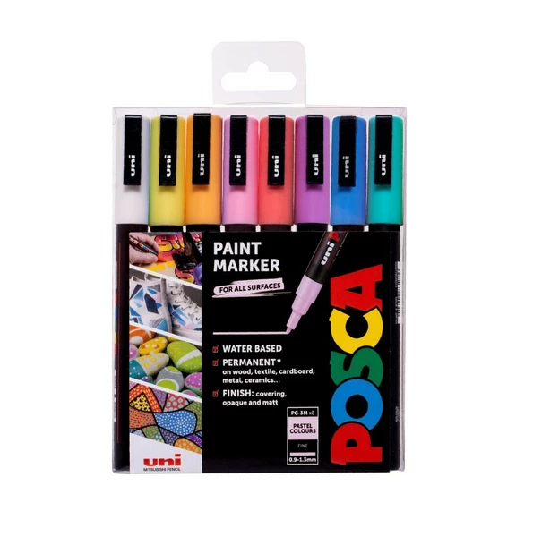 Akrylový fix Posca sada 8ks pastelové barvy PC-3M