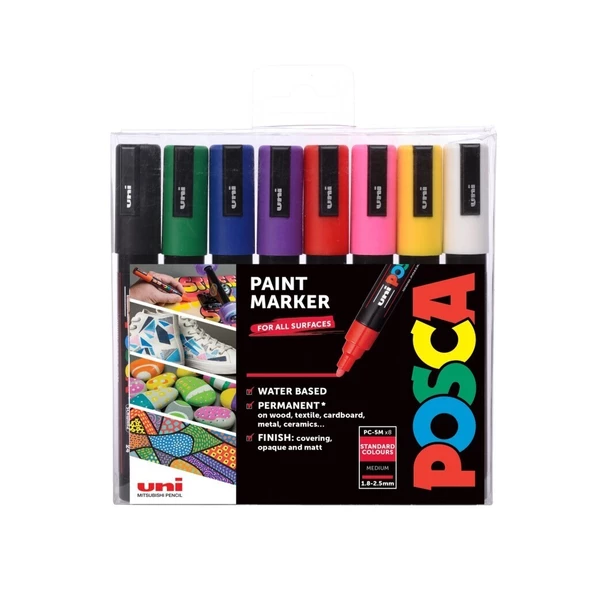 Akrylový fix Posca, sada 8ks, základní barvy PC-5M