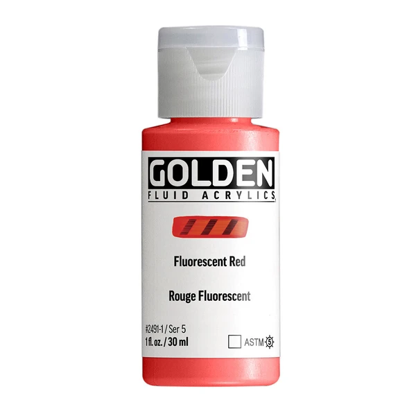 Akrylová barva Golden Fluid 30 ml - Fluorescent Red 2491