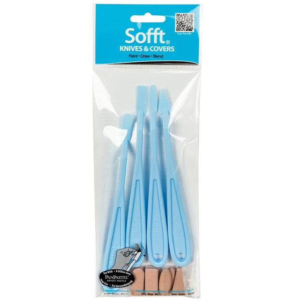 PanPastel Sofft Mixed Covers & Knives Set - sada špachtlí pro nanášení pastelu, s návleky, 12 kusů