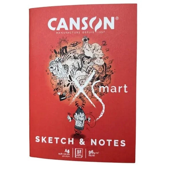 Canson® XSmart Sketch & Notes linkovaný blok A5 - na skicování i zapisování nápadů, 52 listů, 96 g