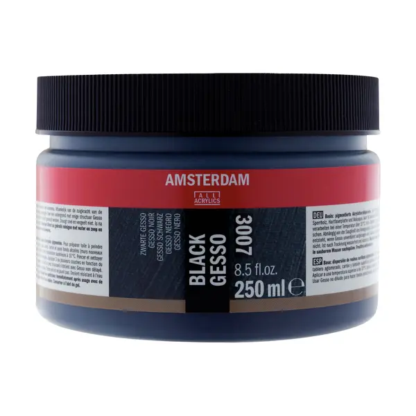 Amsterdam Black Gesso - černý šeps Amsterdam, 250 ml
