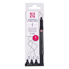 Obrázek produktu - Sada technických fixů Talens Pigment Fineliner - Fine, 3 kusy