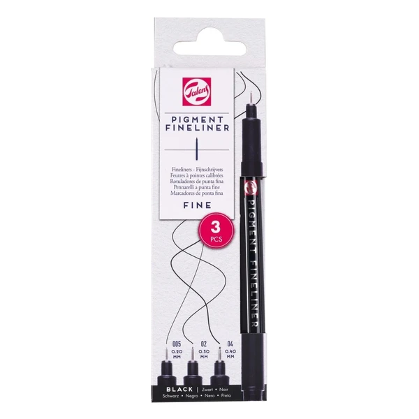 Sada technických fixů Talens Pigment Fineliner - Fine, 3 kusy