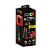 Sada akrylových fixů Posca, mix odstínů - 13 fixů + kovové pouzdro