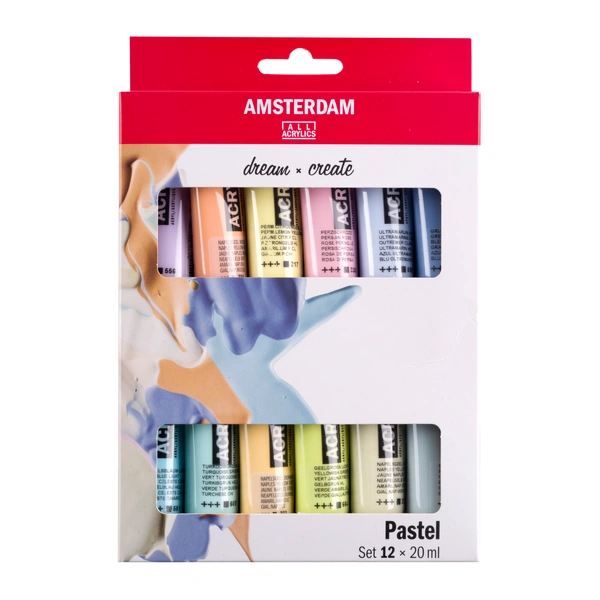 Sada akrylových barev Amsterdam Standard - pastelové odstíny, 12 x 20ml