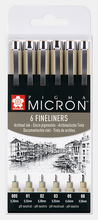 Obrázek produktu - Sada Pigma Micron Black - technické fixy 6ks