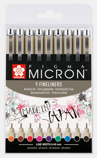 Sada Pigma Micron 05 9 ks - různé odstíny