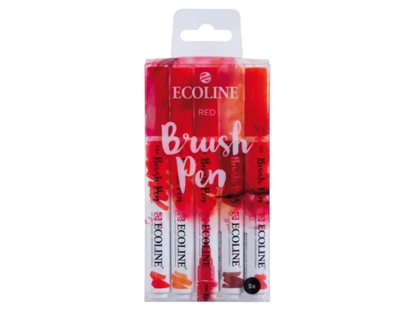 Sada Brush Pen Ecoline 5ks - Červené odstíny