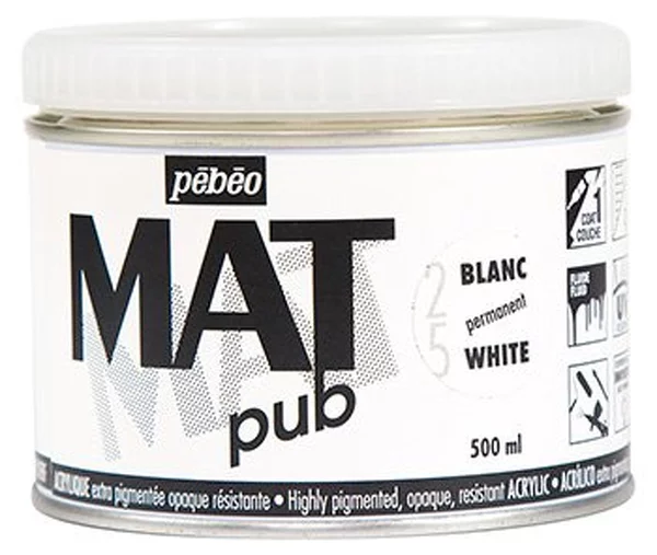 Acrylic MAT PUB 500 ml 25 Permanent white