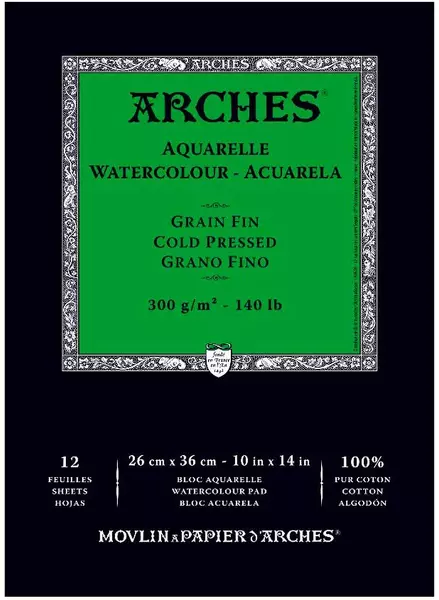 Arches skicák lepený 26x36cm 12l CP 300g