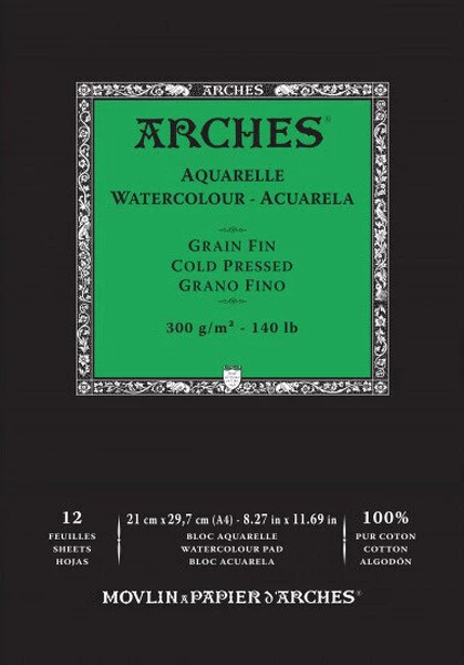 Arches skicák lepený 21x29,7cm 12l CP 300g