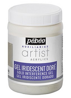Obrázek produktu - Iridescentní gel pro akrylové barvy 250 ml zlatý