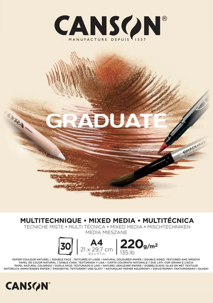 Graduate Mix-Med skicák lep. A4 30l G+S 220g Natur