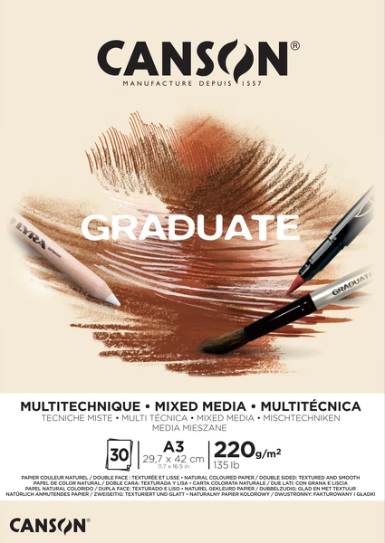 Graduate Mix-Med skicák lep. A3 30l G+S 220g Natur
