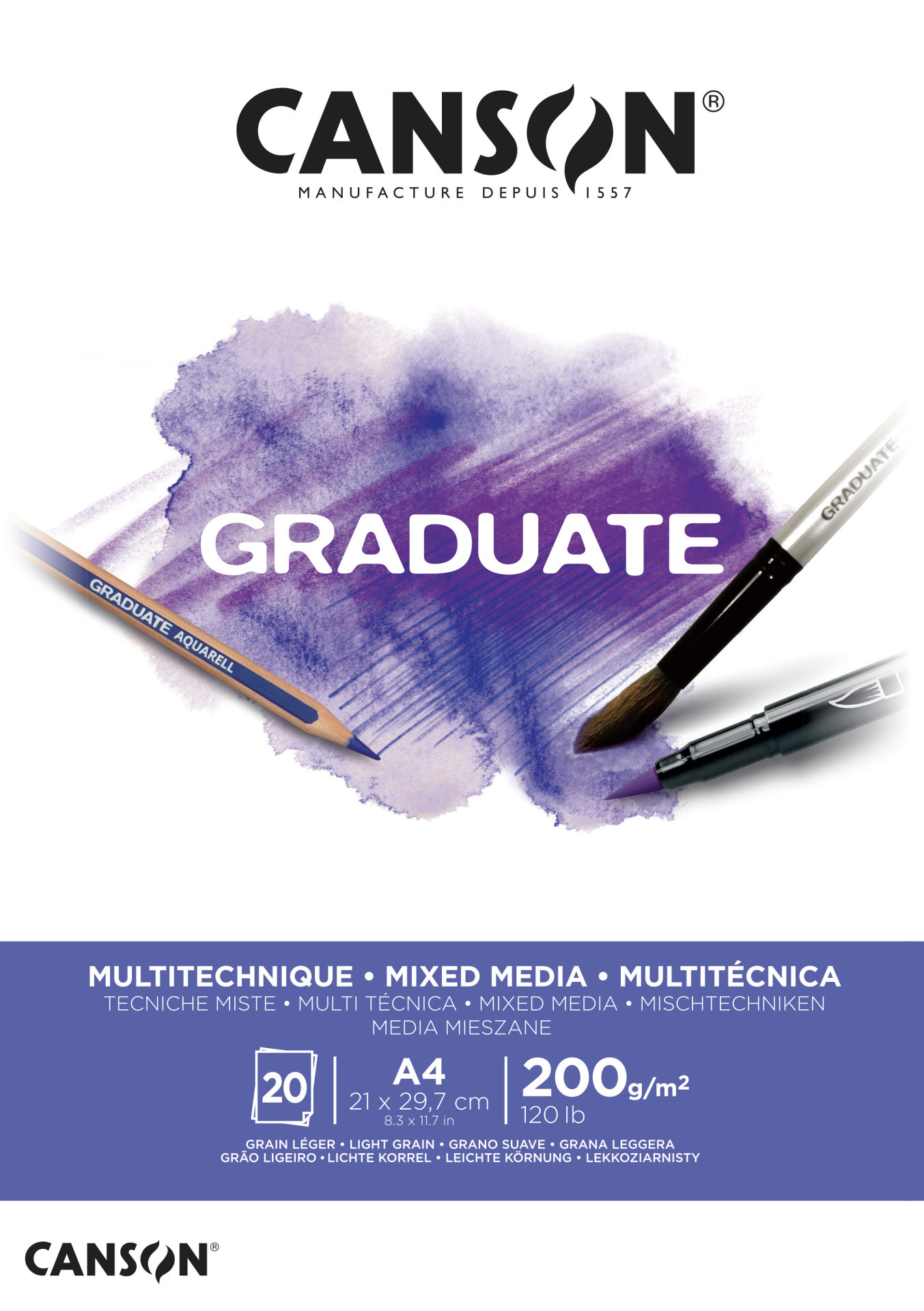 Graduate Mix-Med skicák lep. A4 30l LG 200g White